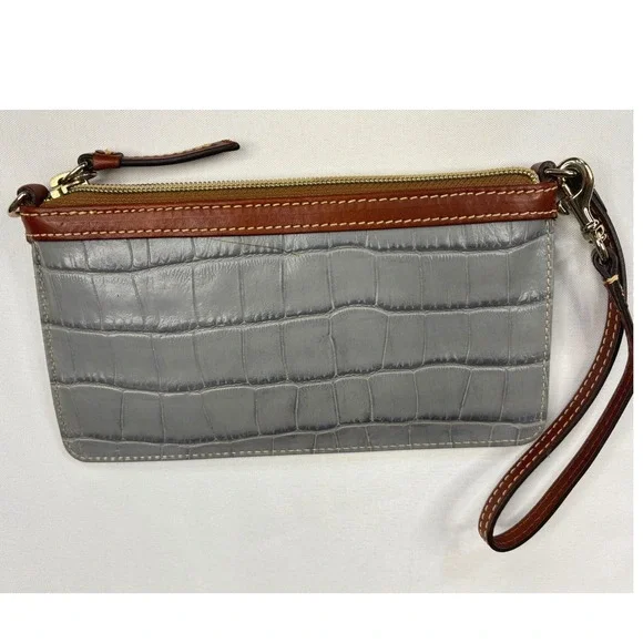 Dooney & Bourke Tote Bag in a Gray Crocodile-Embossed Leather Finish - Picture 11 of 16